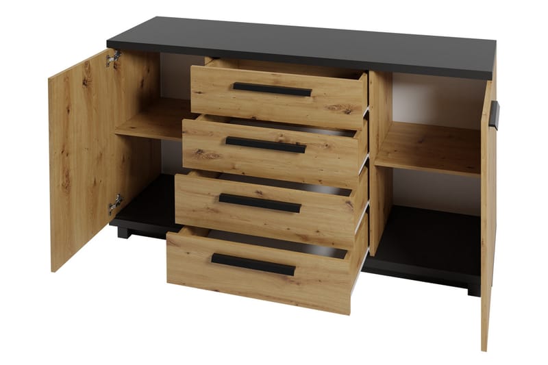 Ingram Vardagsrumsset - Ek/Svart - Förvaring - Förvaringsmöbler - Möbelset för vardagsrum