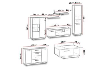 Ingram Vardagsrumsset - Ek/Svart - Förvaring - Förvaringsmöbler - Möbelset för vardagsrum