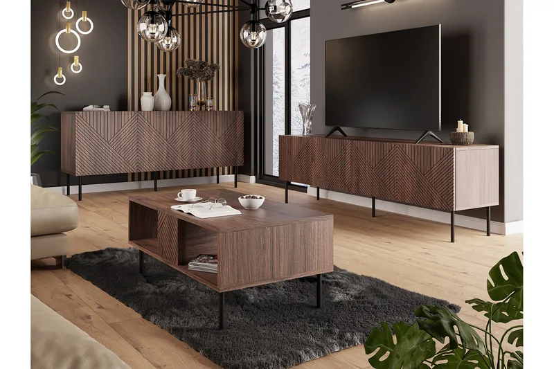 Juniskär Möbelset Vardagsrum med Tv bänk - Skänk & Soffbord - Brun / Trä / Valnöt - Förvaring - Förvaringsmöbler - Möbelset för vardagsrum