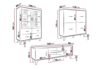Kardos Vardagsrumsset - Natur/Svart - Förvaring - Förvaringsmöbler - Möbelset för vardagsrum