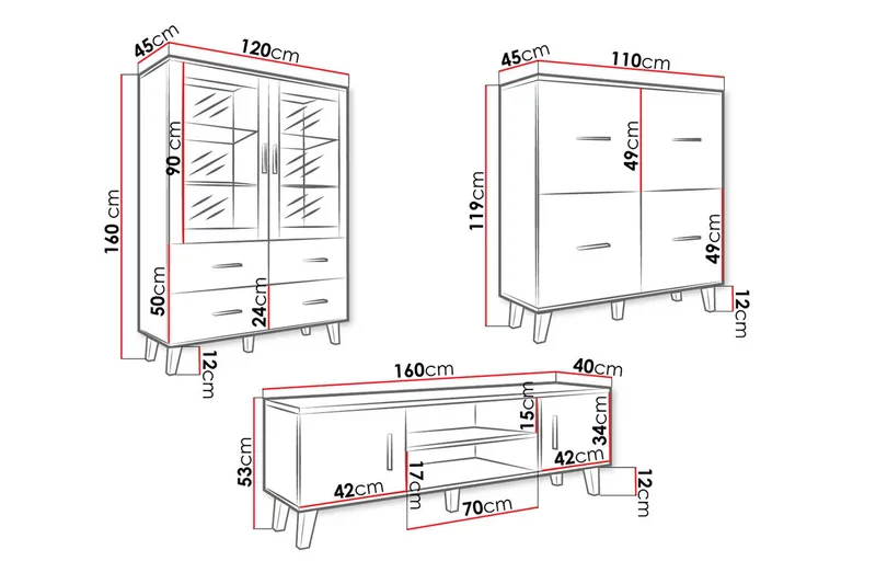 Kardos Vardagsrumsset - Natur/Svart - Förvaring - Förvaringsmöbler - Möbelset för vardagsrum