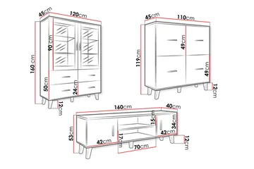 Kardos Vardagsrumsset - Natur/Svart - Förvaring - Förvaringsmöbler - Möbelset för vardagsrum