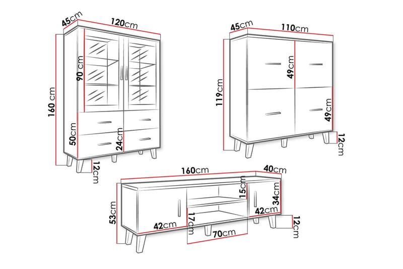 Kardos Vardagsrumsset - Natur/Svart - Förvaring - Förvaringsmöbler - Möbelset för vardagsrum