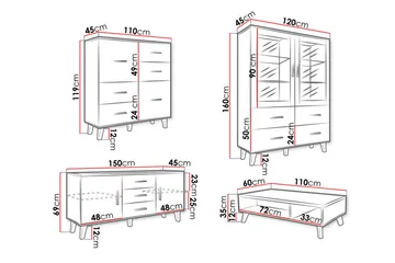 Kardos Vardagsrumsset - Natur/Svart - Förvaring - Förvaringsmöbler - Möbelset för vardagsrum