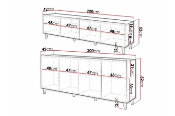 Kintore Möbelset För Vardagsrum Black - Förvaring - Förvaringsmöbler - Möbelset för vardagsrum