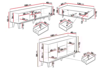 Kintore Möbelset För Vardagsrum - Brun - Förvaring - Förvaringsmöbler - Möbelset för vardagsrum