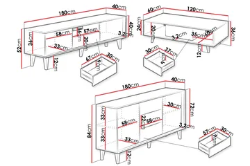Kintore Möbelset För Vardagsrum - Brun - Förvaring - Förvaringsmöbler - Möbelset för vardagsrum