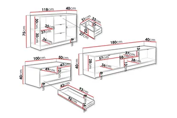 Kintore Möbelset För Vardagsrum - Svart - Förvaring - Förvaringsmöbler - Möbelset för vardagsrum
