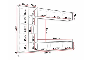 Kintore Möbelset För Vardagsrum - Vit - Förvaring - Förvaringsmöbler - Möbelset för vardagsrum