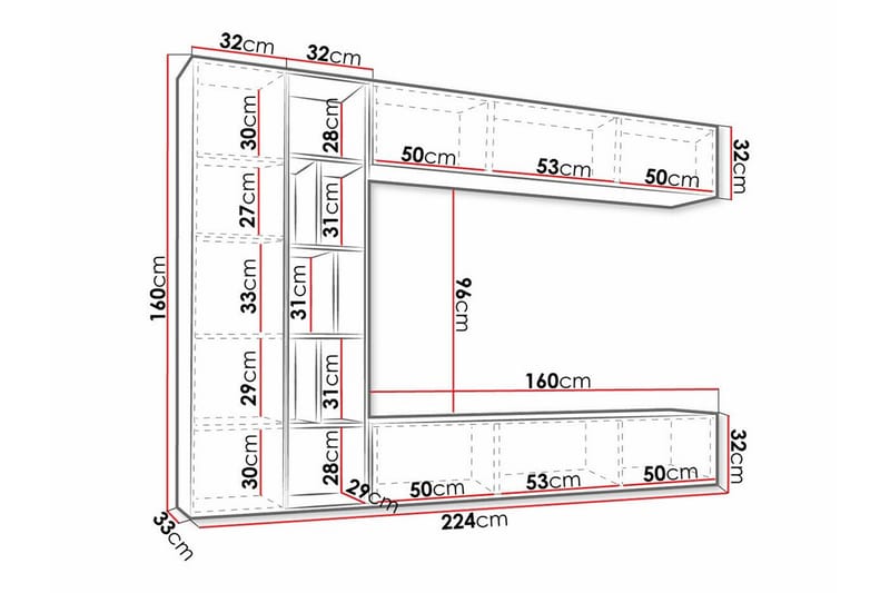 Kintore Möbelset För Vardagsrum - Vit - Förvaring - Förvaringsmöbler - Möbelset för vardagsrum