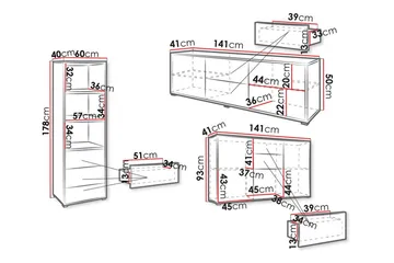 Kintore Möbelset För Vardagsrum White - Förvaring - Förvaringsmöbler - Möbelset för vardagsrum