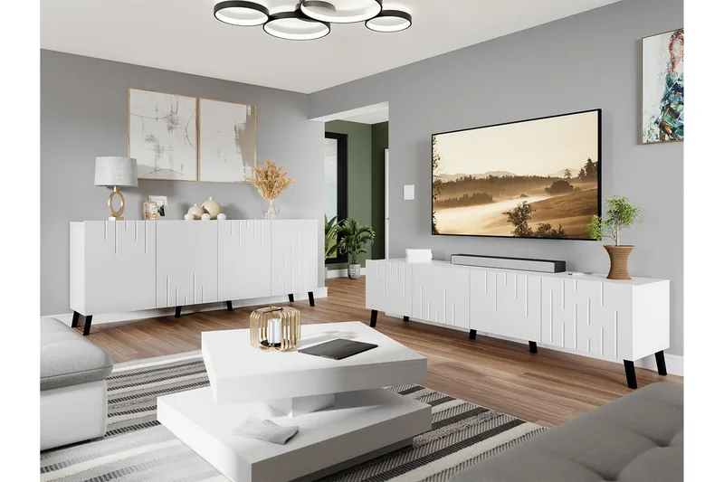 Kintore Möbelset För Vardagsrum White - Förvaring - Förvaringsmöbler - Möbelset för vardagsrum