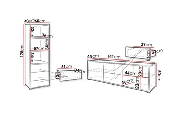 Kintore Möbelset För Vardagsrum White - Förvaring - Förvaringsmöbler - Möbelset för vardagsrum