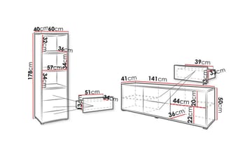 Kintore Möbelset För Vardagsrum White - Förvaring - Förvaringsmöbler - Möbelset för vardagsrum