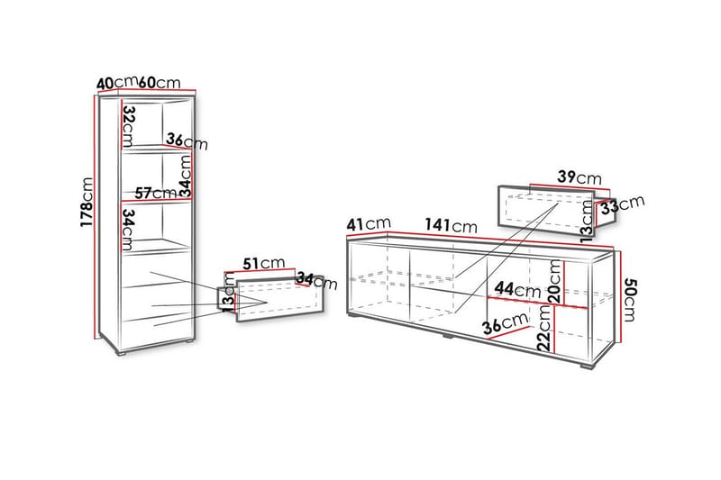 Kintore Möbelset För Vardagsrum White - Förvaring - Förvaringsmöbler - Möbelset för vardagsrum