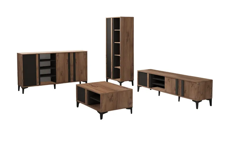 Lacin Möbelset För Vardagsrum - Antracit - Förvaring - Förvaringsmöbler - Möbelset för vardagsrum