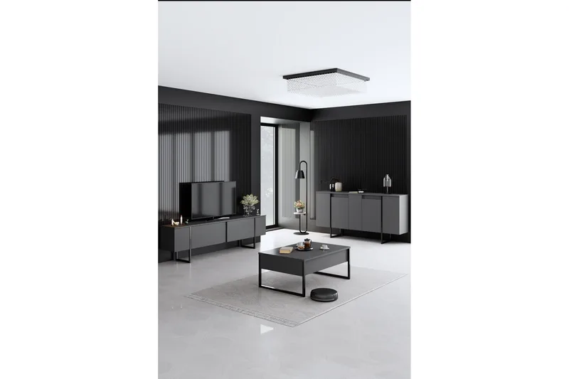 Luxe Möbelset För Vardagsrum, Antracit