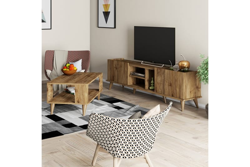 Möbelset Akkrum 34x180 cm - Valnöt - Möbelset för vardagsrum