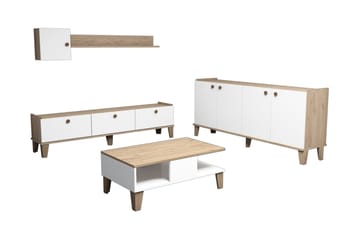 Möbelset för vardagsrum 35x178 cm 2 Delar - Natur/Vit - Förvaring - Förvaringsmöbler - Möbelset för vardagsrum