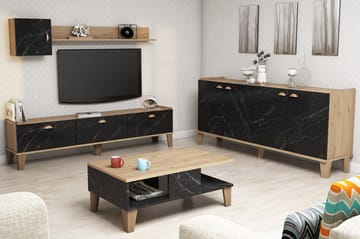 Möbelset för vardagsrum 35x178 cm 3 Delar - Natur/Svart - Förvaring - Förvaringsmöbler - Möbelset för vardagsrum