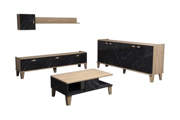 Möbelset för vardagsrum 35x178 cm 3 Delar - Natur/Svart - Förvaring - Förvaringsmöbler - Möbelset för vardagsrum