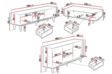 Möbelset För Vardagsrum Kintore - Brun - Förvaring - Förvaringsmöbler - Möbelset för vardagsrum
