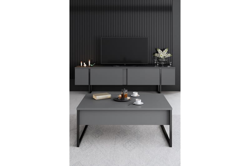 Möbelset För Vardagsrum Luxe - Antracit - Möbelset för vardagsrum