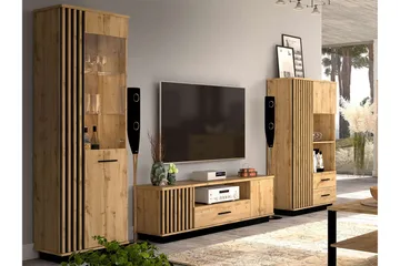 Möbelset för vardagsrum - Svart|Ek - Förvaring - Förvaringsmöbler - Möbelset för vardagsrum