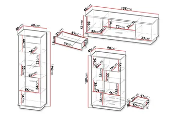 Möbelset för vardagsrum - Svart|Ek - Förvaring - Förvaringsmöbler - Möbelset för vardagsrum