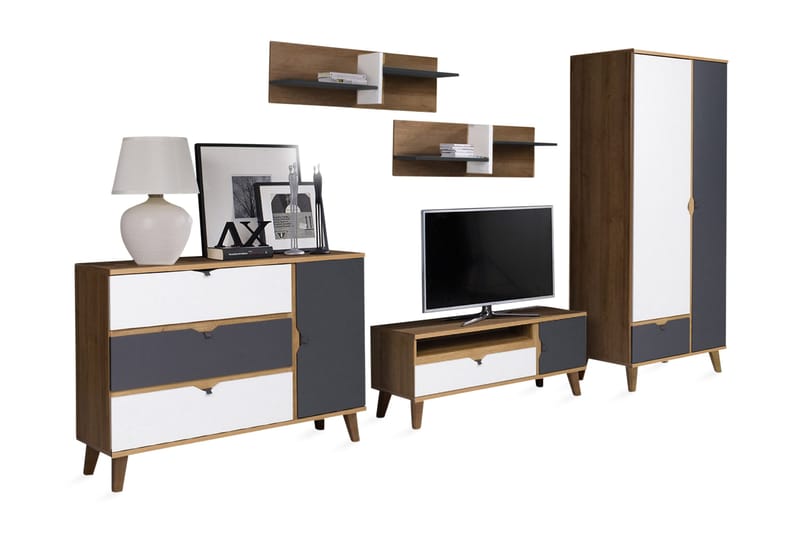 Memone Vardagsrumsset - Beige/Grå/Vit - Förvaring - Förvaringsmöbler - Möbelset för vardagsrum