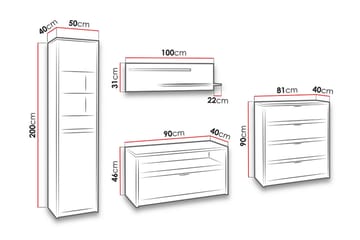 Najera Vardagsrumsset - Brun - Förvaring - Förvaringsmöbler - Möbelset för vardagsrum
