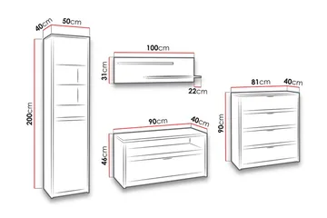 Najera Vardagsrumsset - Brun - Förvaring - Förvaringsmöbler - Möbelset för vardagsrum
