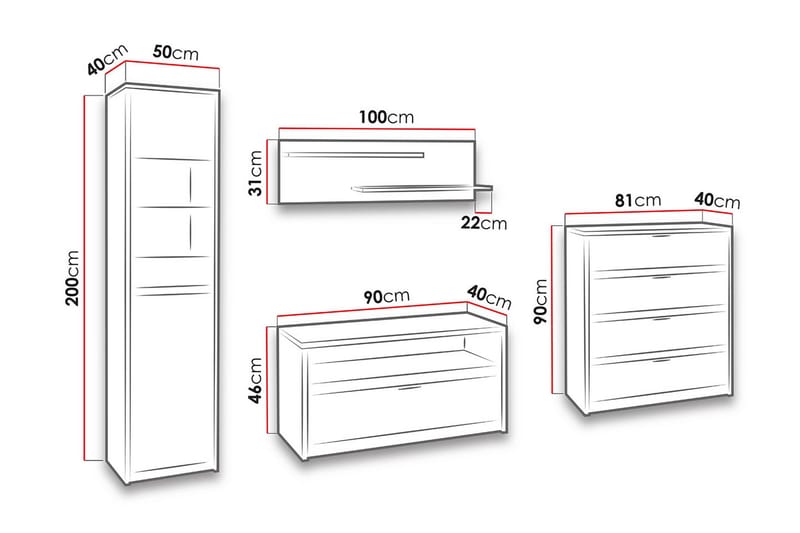 Najera Vardagsrumsset - Brun - Förvaring - Förvaringsmöbler - Möbelset för vardagsrum
