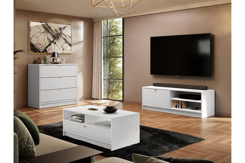 Novaj Möbelset För Vardagsrum - Vit - Förvaring - Förvaringsmöbler - Möbelset för vardagsrum