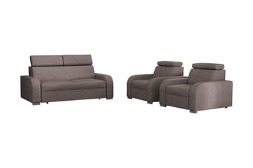 Oslo Vardagsrumsset LED-belysning - Brun - Möbler - Soffa - Soffgrupp