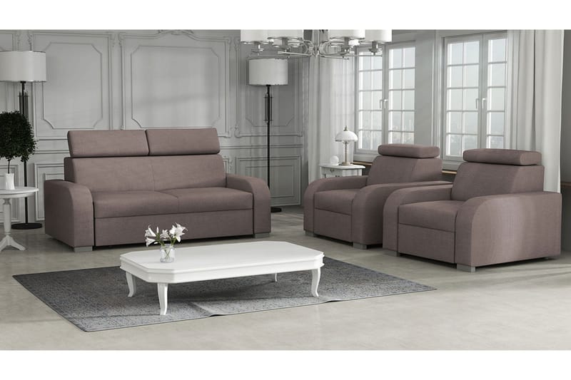 Oslo Vardagsrumsset LED-belysning - Brun - Förvaring - Förvaringsmöbler - Möbelset för vardagsrum