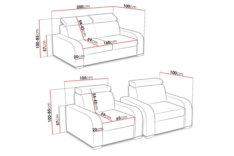 Oslo Vardagsrumsset LED-belysning - Brun - Förvaring - Förvaringsmöbler - Möbelset för vardagsrum