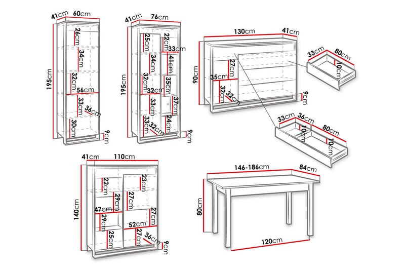 Quant Vardagsrumsset - Ek/Svart - Förvaring - Förvaringsmöbler - Möbelset för vardagsrum