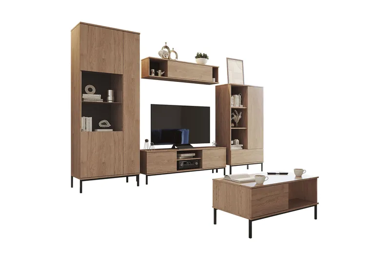 Querty Vardagsrumsset 5 Delar - Natur - Förvaring - Förvaringsmöbler - Möbelset för vardagsrum