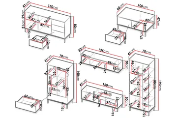 Querty Vardagsrumsset 6 Delar - Natur - Förvaring - Förvaringsmöbler - Möbelset för vardagsrum