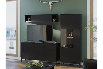 Querty Vardagsrumsset LED-belysning 4 Delar Vit LED - Svart - Förvaring - Förvaringsmöbler - Möbelset för vardagsrum