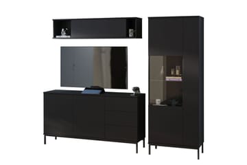 Querty Vardagsrumsset LED-belysning 4 Delar Vit LED - Svart - Förvaring - Förvaringsmöbler - Möbelset för vardagsrum