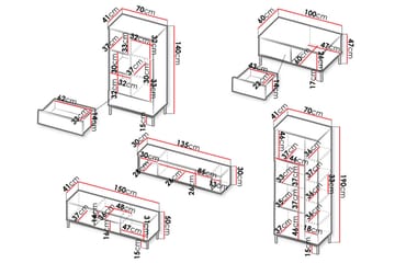 Querty Vardagsrumsset LED-belysning 6 Delar Vit LED - Natur - Förvaring - Förvaringsmöbler - Möbelset för vardagsrum