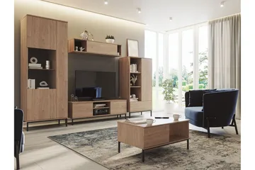 Querty Vardagsrumsset LED-belysning 6 Delar Vit LED - Natur - Förvaring - Förvaringsmöbler - Möbelset för vardagsrum