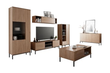 Querty Vardagsrumsset LED-belysning 7 Delar Vit LED - Natur - Förvaring - Förvaringsmöbler - Möbelset för vardagsrum