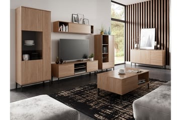 Querty Vardagsrumsset LED-belysning 7 Delar Vit LED - Natur - Förvaring - Förvaringsmöbler - Möbelset för vardagsrum