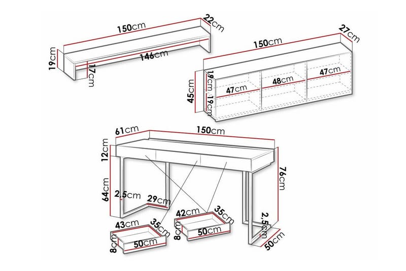 Rathmore Möbelset För Vardagsrum - Grå - Förvaring - Förvaringsmöbler - Möbelset för vardagsrum