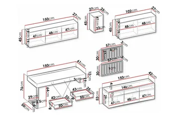Rathmore Möbelset För Vardagsrum - Svart - Förvaring - Förvaringsmöbler - Möbelset för vardagsrum