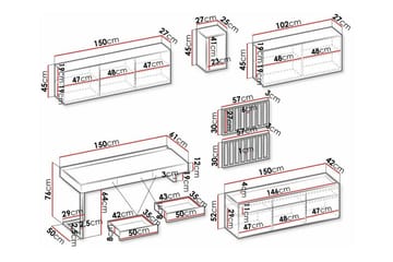 Rathmore Möbelset För Vardagsrum - Svart - Förvaring - Förvaringsmöbler - Möbelset för vardagsrum