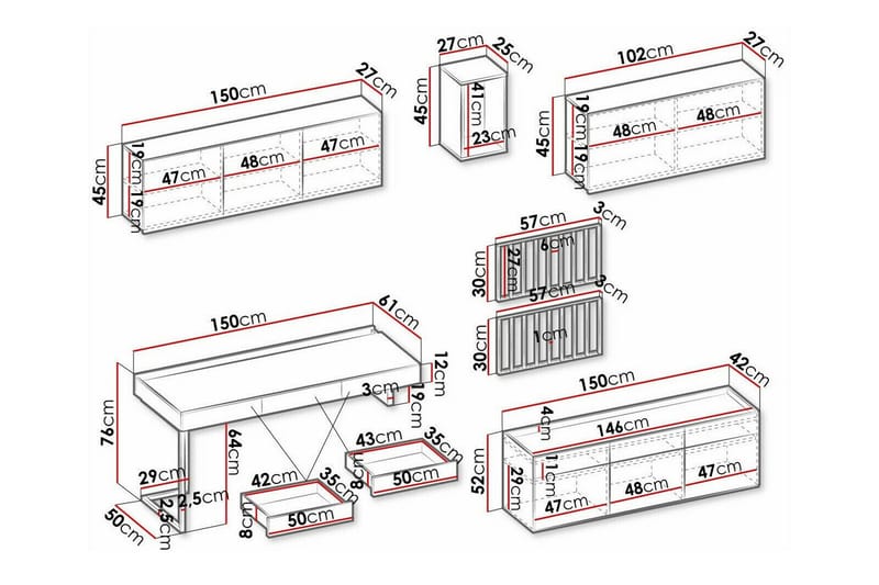 Rathmore Möbelset För Vardagsrum - Svart - Förvaring - Förvaringsmöbler - Möbelset för vardagsrum